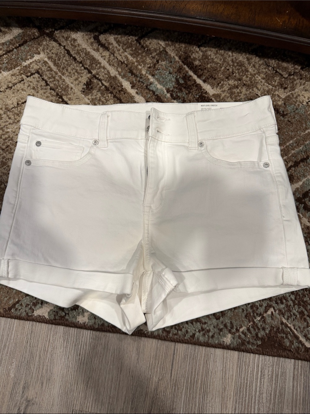American Eagle Outfitters White Cuffed Denim Shorts